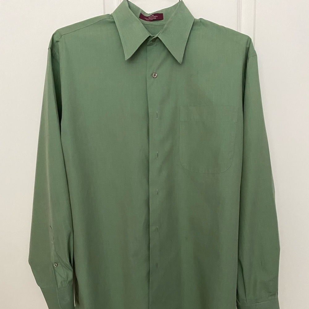SALE-Nordstrom Men’s Green Shirt Size 15.5 34 Long Sleeve Classic Button Front